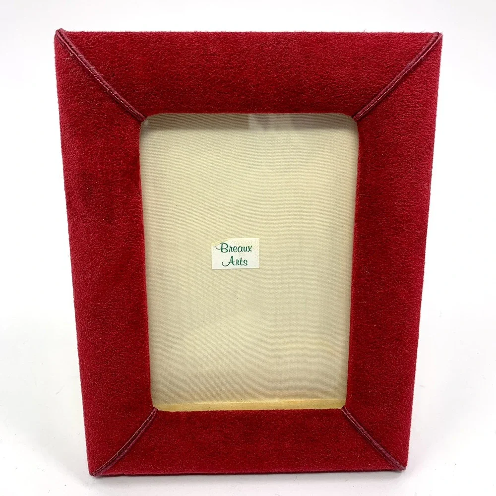 Vintage Breaux Arts Red Suede Look Luxe Standing Picture Frame 5x3 Photos